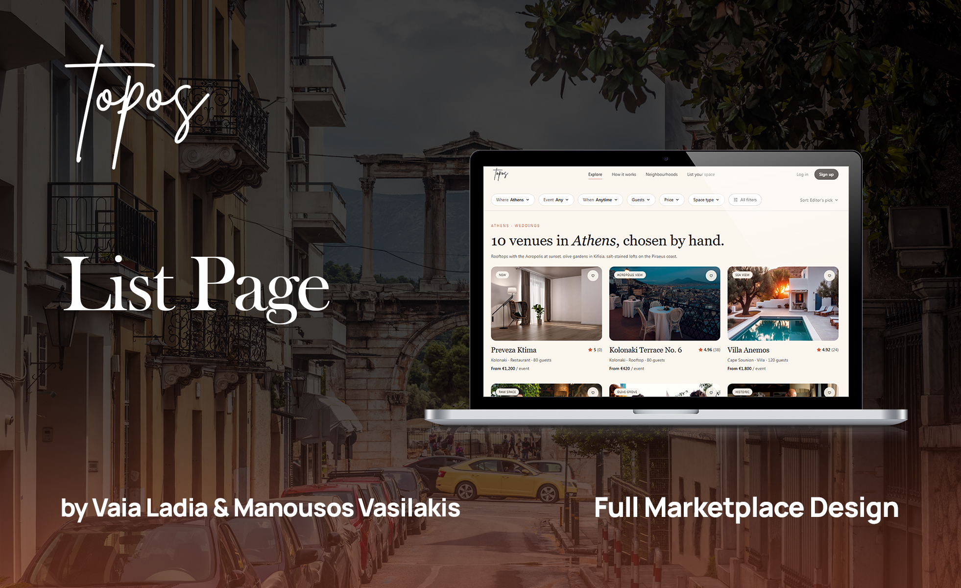 Topos Venue Marketplace List page design