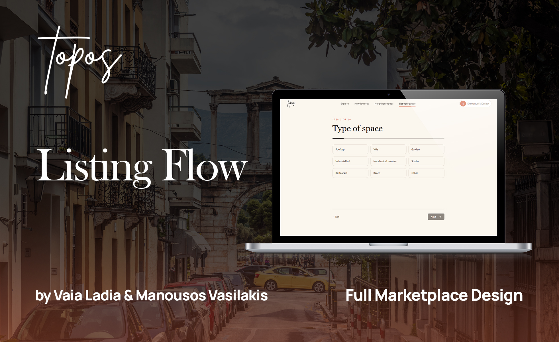 Topos Venue Marketplace Listing flow design